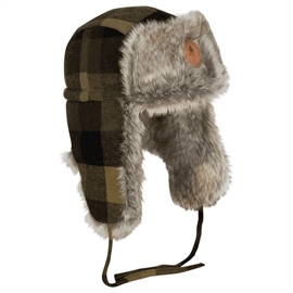 Pinewood Classic Checked Fur Vinterhue, grøn/sort