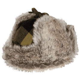 Pinewood Classic Checked Fur Vinterhue, grøn/sort