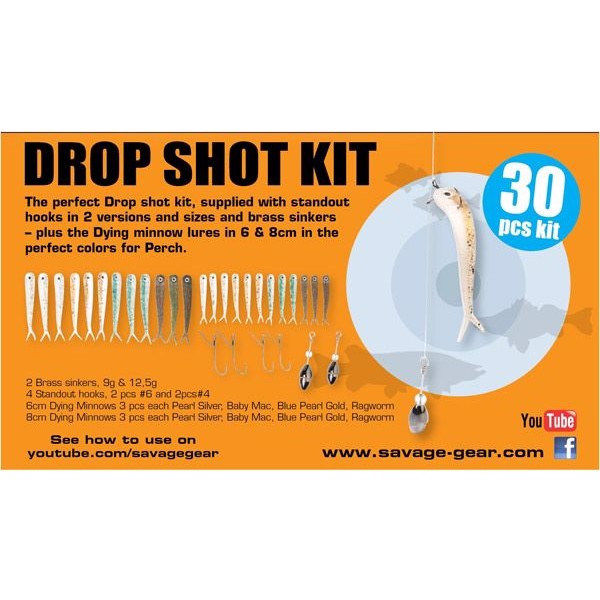 Savage Gear Dying minnow drop shot pro sortiment, 30 stk.