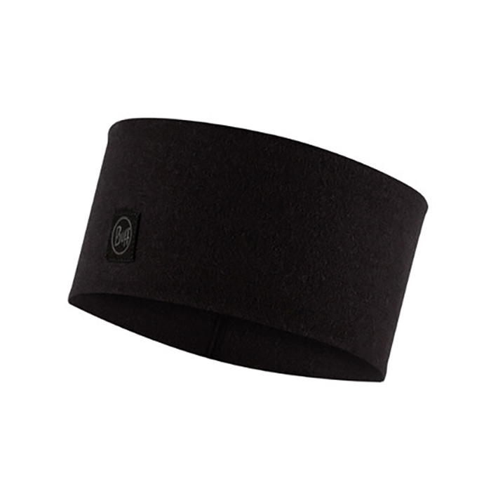 Buff Wide Headband 100% merinould-solid black - Pandebånd