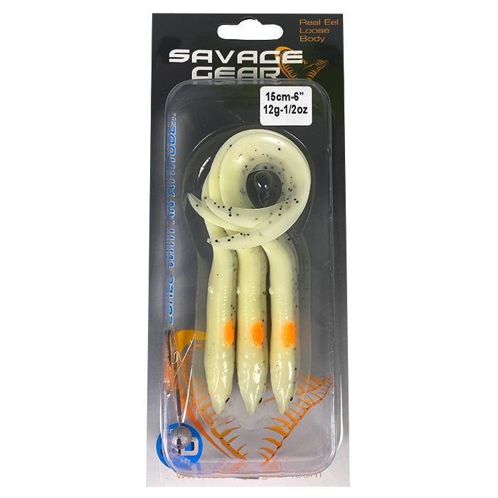 Savage Gear Real Eel, 12 g-glow / 15 cm, 3 stk.