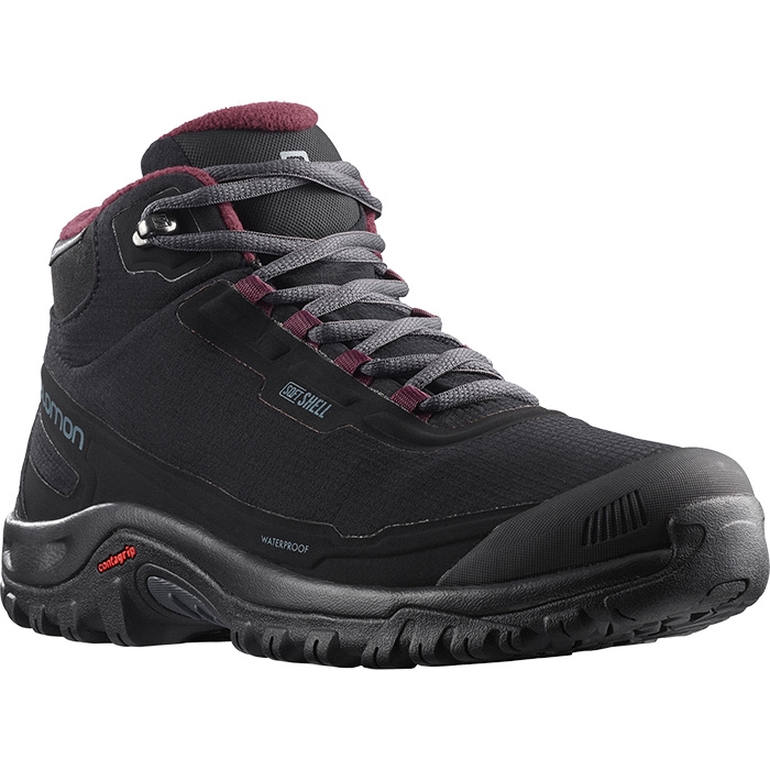 Salomon Shelter CS Waterproof Women Vinterstøvle, black/ebony/wine tasting-38 2/3 / UK 5,5 - Vintersko, vinterstøvler