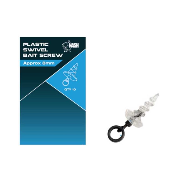 Nash Plastic Swivel Bait Screw, 8mm, 10 stk