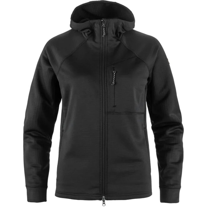 Fjallraven Abisko Grid Fleece Hoodie Kvinder / Damer Sort L Fleecejakker Og Softshell