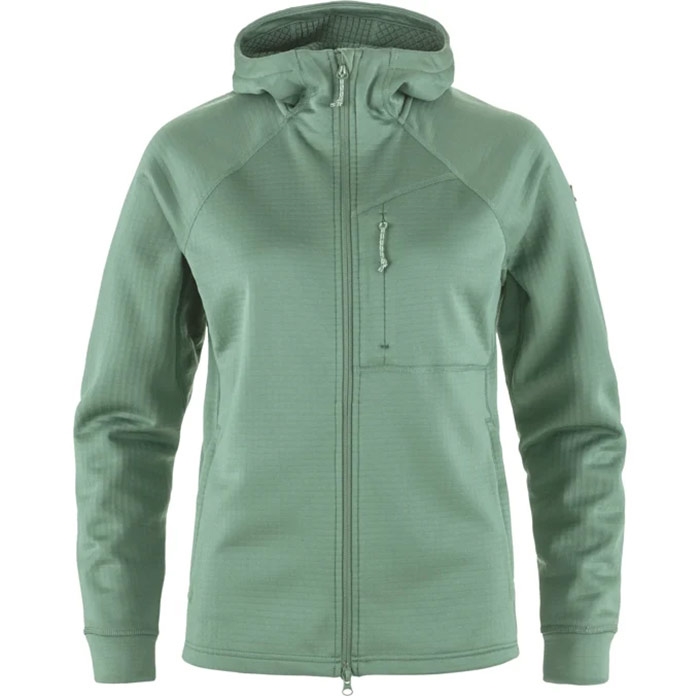 Billede af Fjällräven Abisko Grid Fleece Hoodie Kvinder / Damer-patina Grøn-M - Fleecejakker og softshell