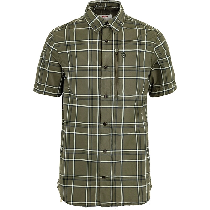 Fjällräven Abisko Hike Shirt SS Herre / Mænd-laurel green / chalk white-L - Skjorter