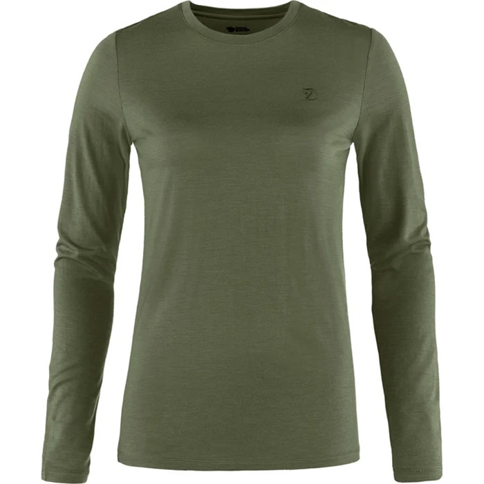 Fjällräven Abisko Wool LS Kvinder / Damer-laurel green-XS - T-Shirts