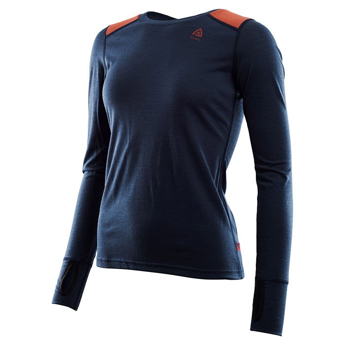 Aclima LightWool Reinforced Crew Neck Women, navy/red