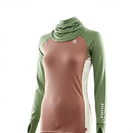 Aclima Warmwool Hood Sweater Women, dill/cognac