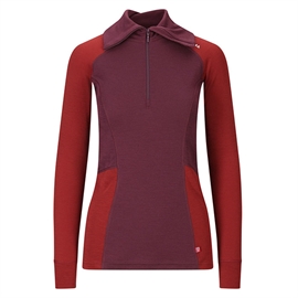 Aclima Warmwool Polo w/zip, fig/red dahlia