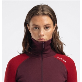 Aclima Warmwool Polo w/zip, fig/red dahlia