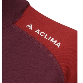 Aclima Warmwool Polo w/zip, fig/red dahlia