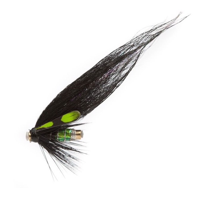 Billede af Unique Flies Etterbutten black/lime US tube, lakseflue - Fluer