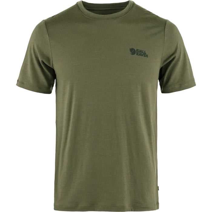 Fjällräven Abisko Wool Logo SS Men-laurel green-2XL - T-Shirt, Polo-shirt