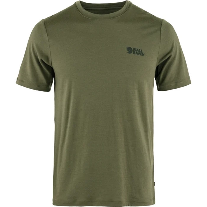 Billede af Fjällräven Abisko Wool Logo SS Men-laurel green-M - T-Shirt, Polo-shirt hos Outdoornu.dk