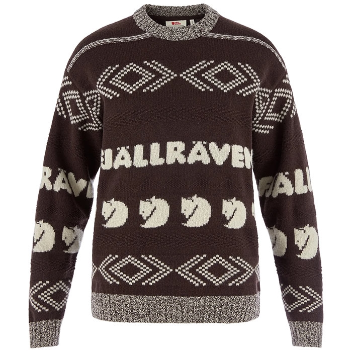 Fjällräven Jacquard Knit Kvinder / Damer-black oak-light beige-L - Trøjer