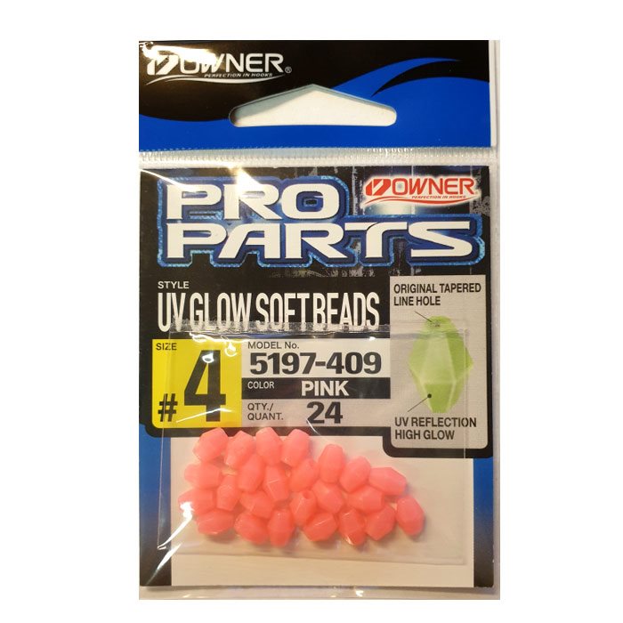 Billede af Owner UV Glow Soft Beads / perler str. 4, fluo pink - Andet tilbehør