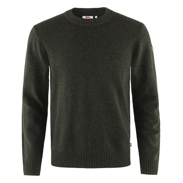Fjällräven Övik Round-neck Sweater Men 100%uld-dark olive-L