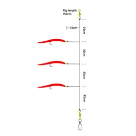 Kinetic Sabiki Makk torskeforfang 10/0, rød