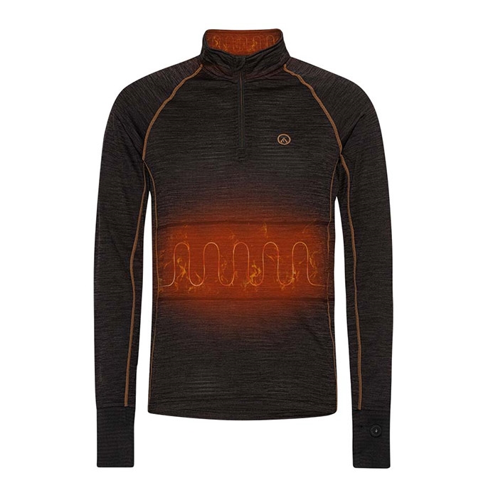 Happyhot Yukon Half-Zip Herre varmeundertrøje m/app-2XL - Batteriopvarmet beklædning