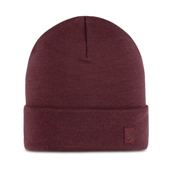 Buff Heavyweight Beanie Merino-solid garnet