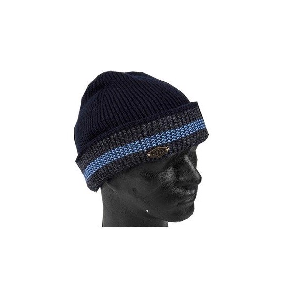 MJM Beanie 3C Wool Mix, navy/grey/lt.blue - Hue