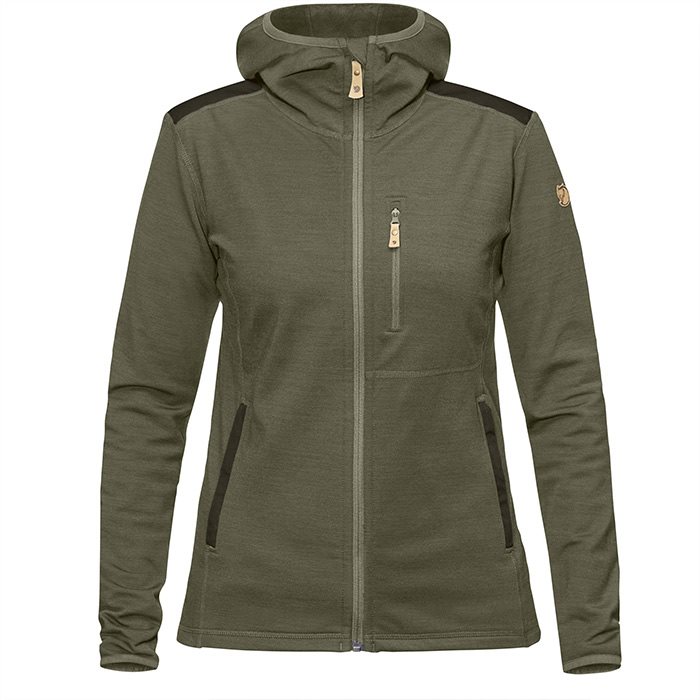 Fjällräven Keb Fleece Hoodie Woman-laurel green / deep forest-XS - Fleecejakker og softshell