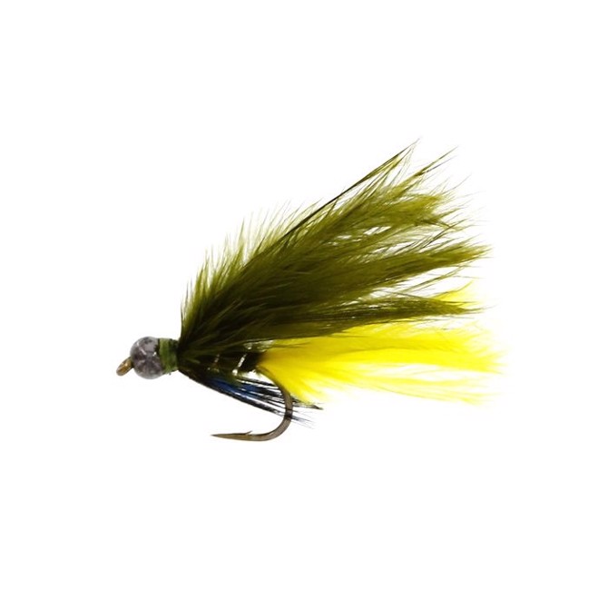 Unique Flies Marabou thing ye/olive, put & take flue