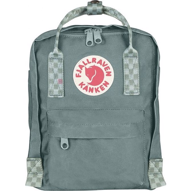 Fjällräven Kånken Mini-frost green chess pattern