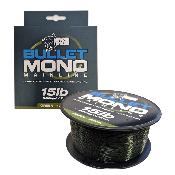 Nash Bullet Mono nylonline grøn, 15lbs/1000m