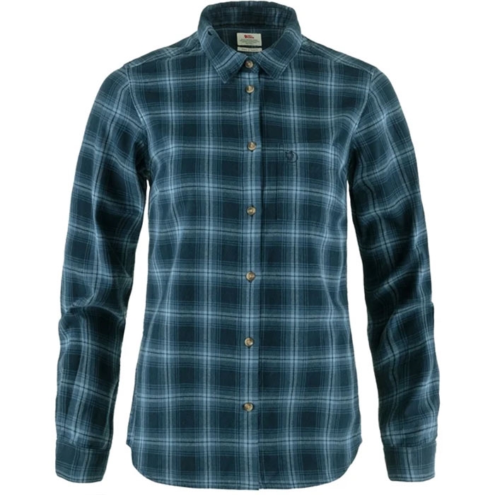 Fjällräven Övik Flannel Shirt Woman-dark navy / indigo blue-M - Skjorter