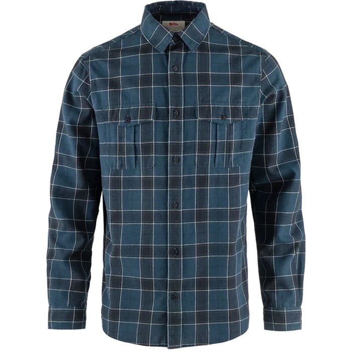 Fjällräven Övik Travel Shirt LS Men-indigo blue/dark navy-M - Skjorter