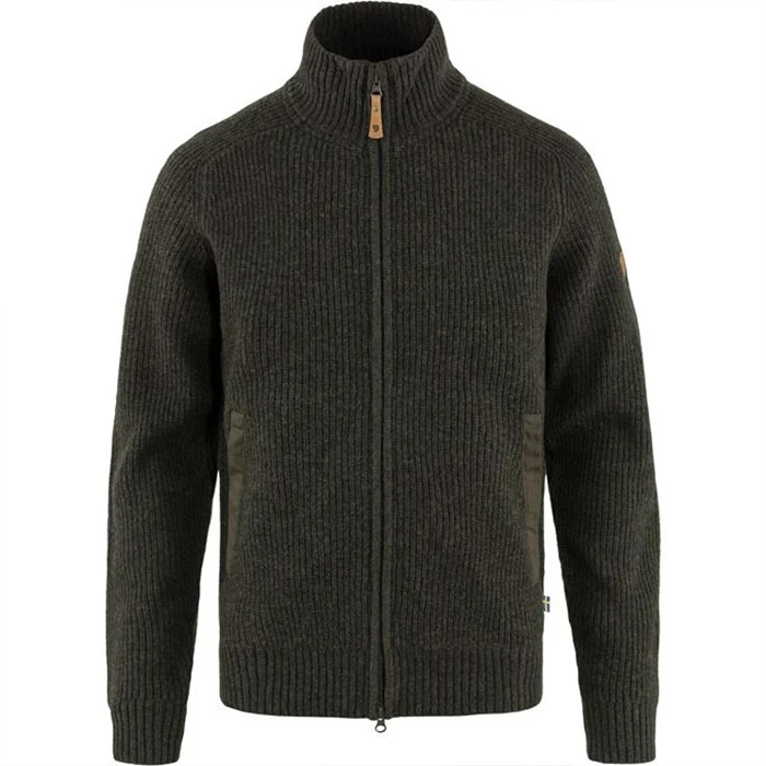 Fjällräven Övik Zip Cardigan Knit Men-dark olive-2XL - Trøjer