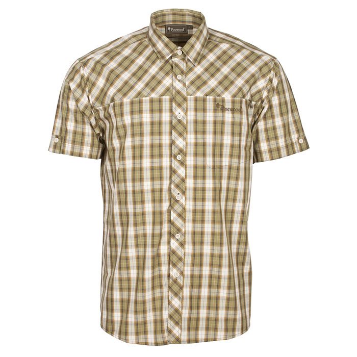 Se Pinewood Cliff Bamboo skjorte, mid khaki/bronze-M - Skjorter hos Outdoornu.dk