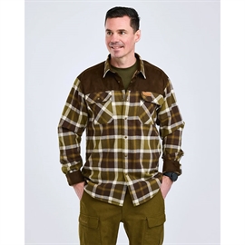Pinewood Douglas flannelskjorte, olivegreen/cr.white