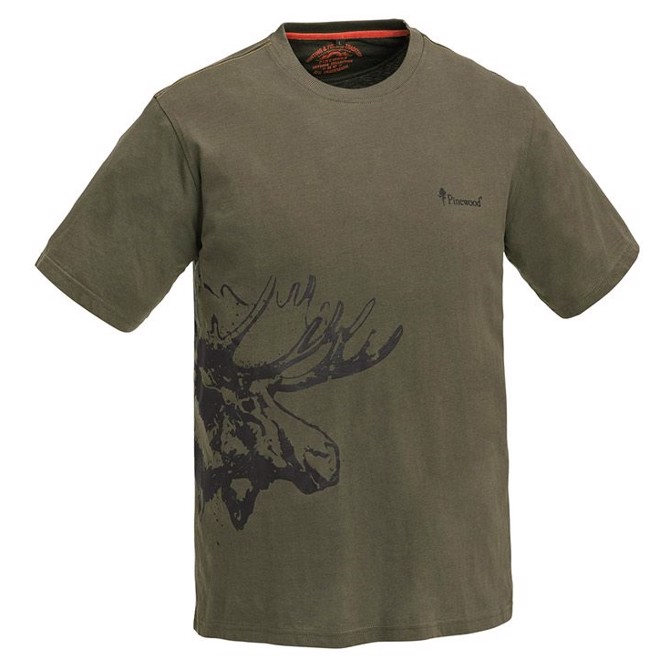 Pinewood T-Shirt Moose, khaki green-M