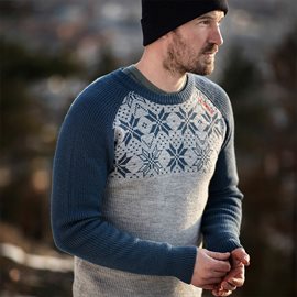 Ulvang Rav Kiby Round neck 100% uld, blå/grå