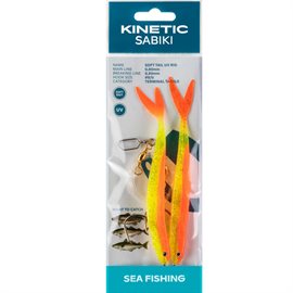 Kinetic Sabiki Soft Tail UV 8/0, gul/orange