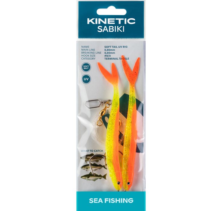 Kinetic Sabiki Soft Tail UV 8/0, gul/orange