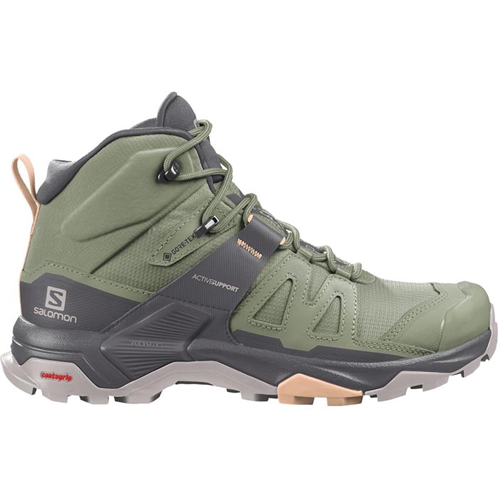 Se Salomon X Ultra 4 Mid GTX Woman, oil green/magnet-36 2/3 / UK 4 - Vandrestøvler hos Outdoornu.dk