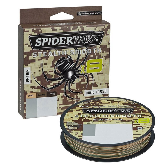 Se Spiderwire Stealth Smooth x8 camo, 150m-0,23mm / 23,6kg - Fletline / Fireline hos Outdoornu.dk
