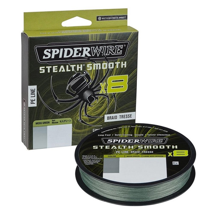 Se Spiderwire Stealth Smooth x8 m.green, 150m - Fletline / Fireline hos Outdoornu.dk
