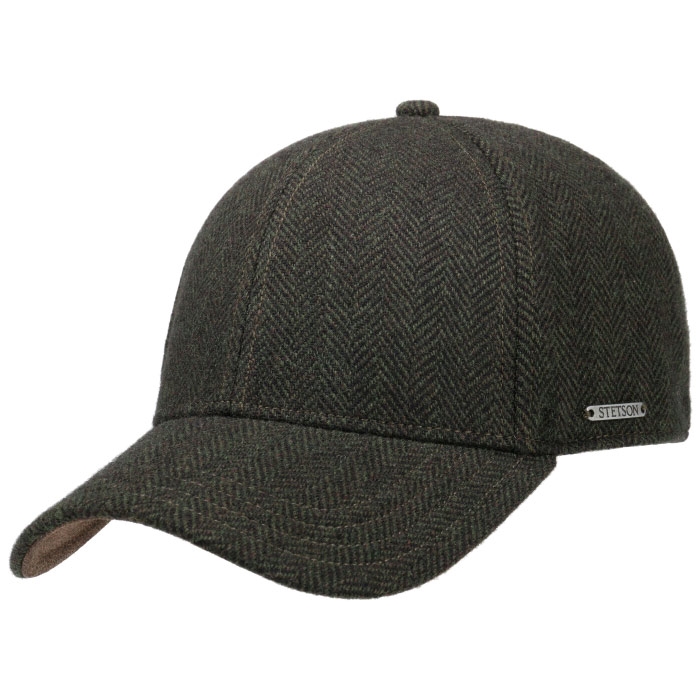 Stetson Baseball Wool herringbone, sort/m.grøn - Baseball cap, kasket