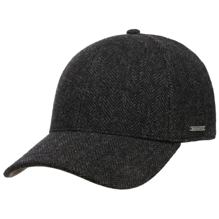 Stetson Baseball Wool herringbone, mørkegrå - Baseball cap, kasket