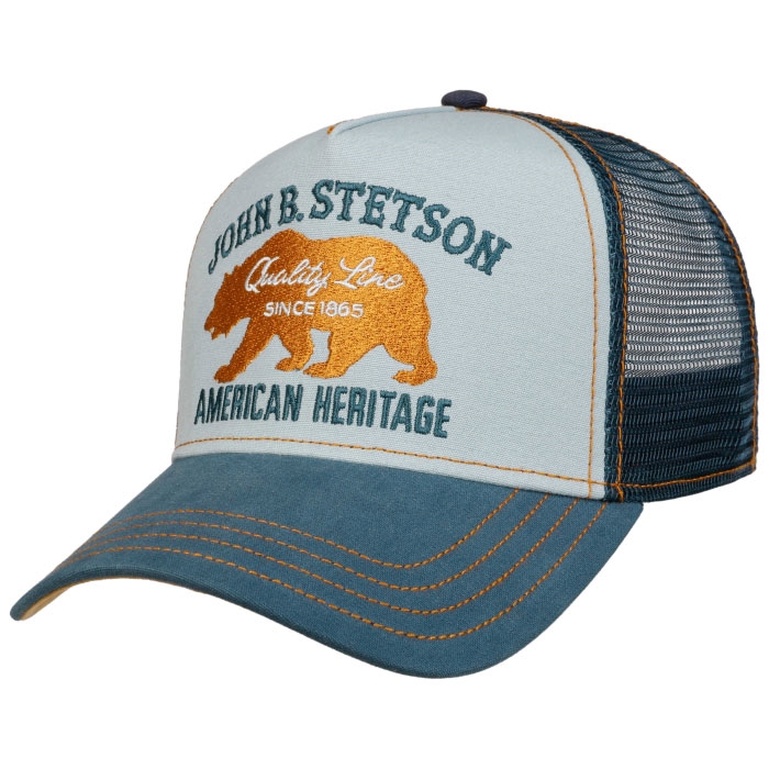 Se Stetson Trucker Cap American Heritage grizzly bear, blue - Baseball cap, kasket hos Outdoornu.dk
