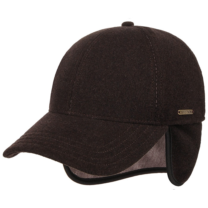 Stetson Cap Wool/Cashmere m/øreklapper-dark brown-M - Baseball cap, kasket