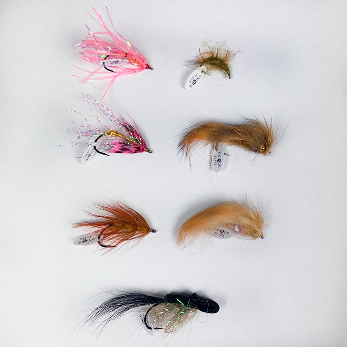 Unique Flies kystffluer med UV sortiment A, 7 stk.