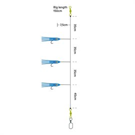 Kinetic Sabiki blæksprutter 6/0, blå/klar