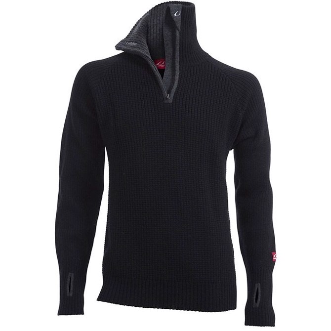 7: Ulvang Rav sweater w/zip uldtrøje-black/charcoal melange-XS - Trøjer