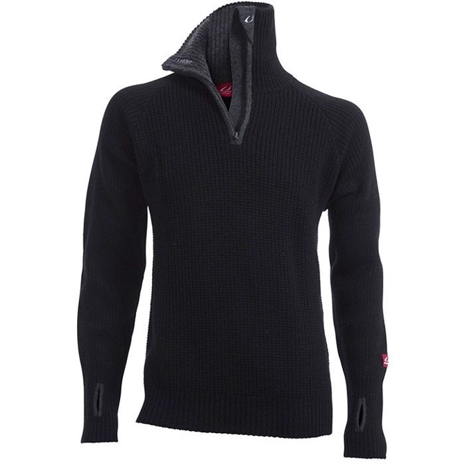 Ulvang Rav sweater w/zip uldtrøje-black/charcoal melange-L